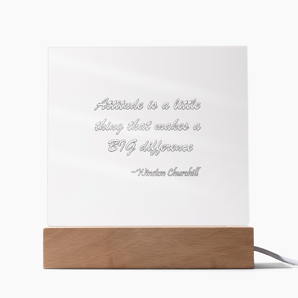 "The Power of Attitude" - Winston Churchill Acrylic Square Plaque