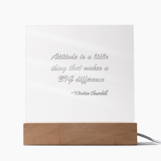 "The Power of Attitude" - Winston Churchill Acrylic Square Plaque