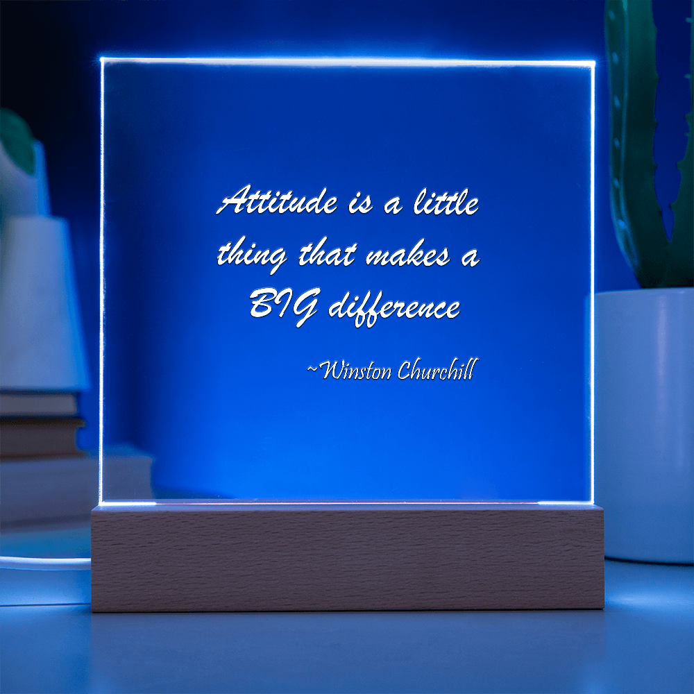 "The Power of Attitude" - Winston Churchill Acrylic Square Plaque