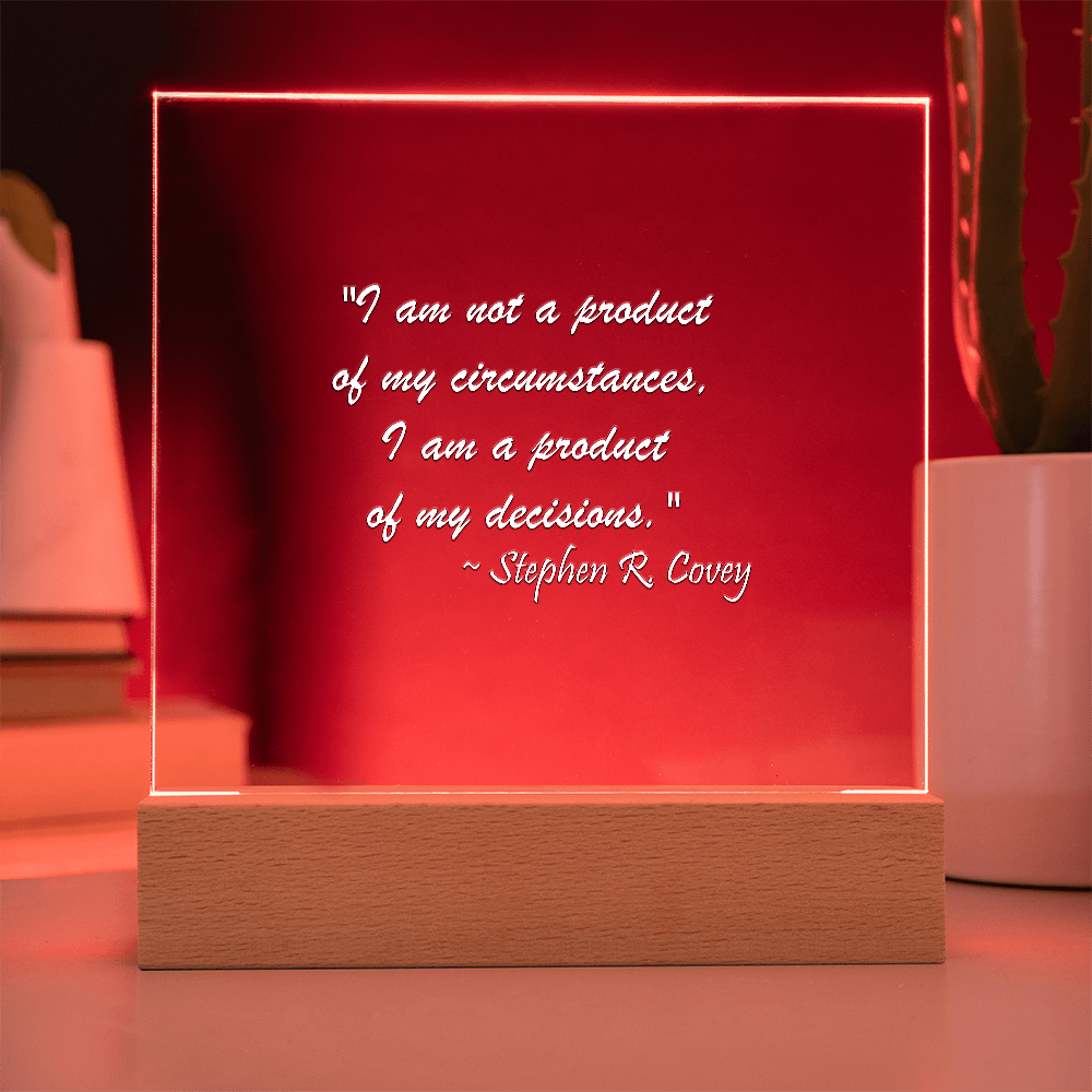 "Power of Decisions" - Stephen R. Covey Inspirational Acrylic Square Plaque