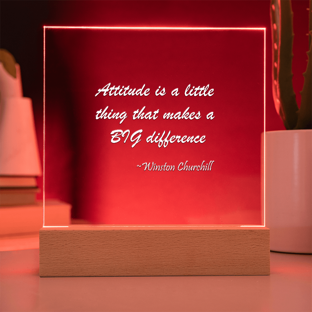 "The Power of Attitude" - Winston Churchill Acrylic Square Plaque